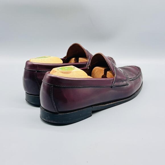 GH Bass & Co Weejuns Shoes Mens 9.5 Burgundy Leather Penny Loafers Moc Toe Dress - Picture 8 of 12